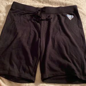 Black Holographic Heart Shorts for Girls